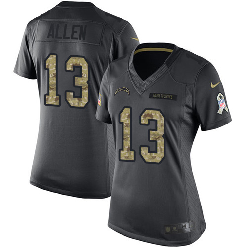 Women's Limited Keenan Allen Nike Jersey Black - #13 2016 Salute to Service NFL Los Angeles Chargers